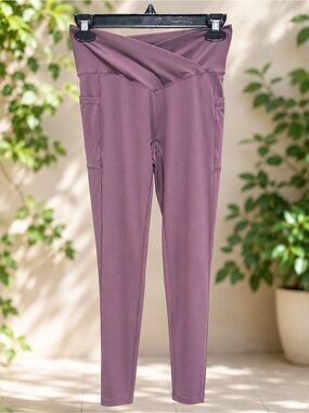 Halara SoftlyZero Crossover Pocket Leggings Women’s Medium Full Length Mauve